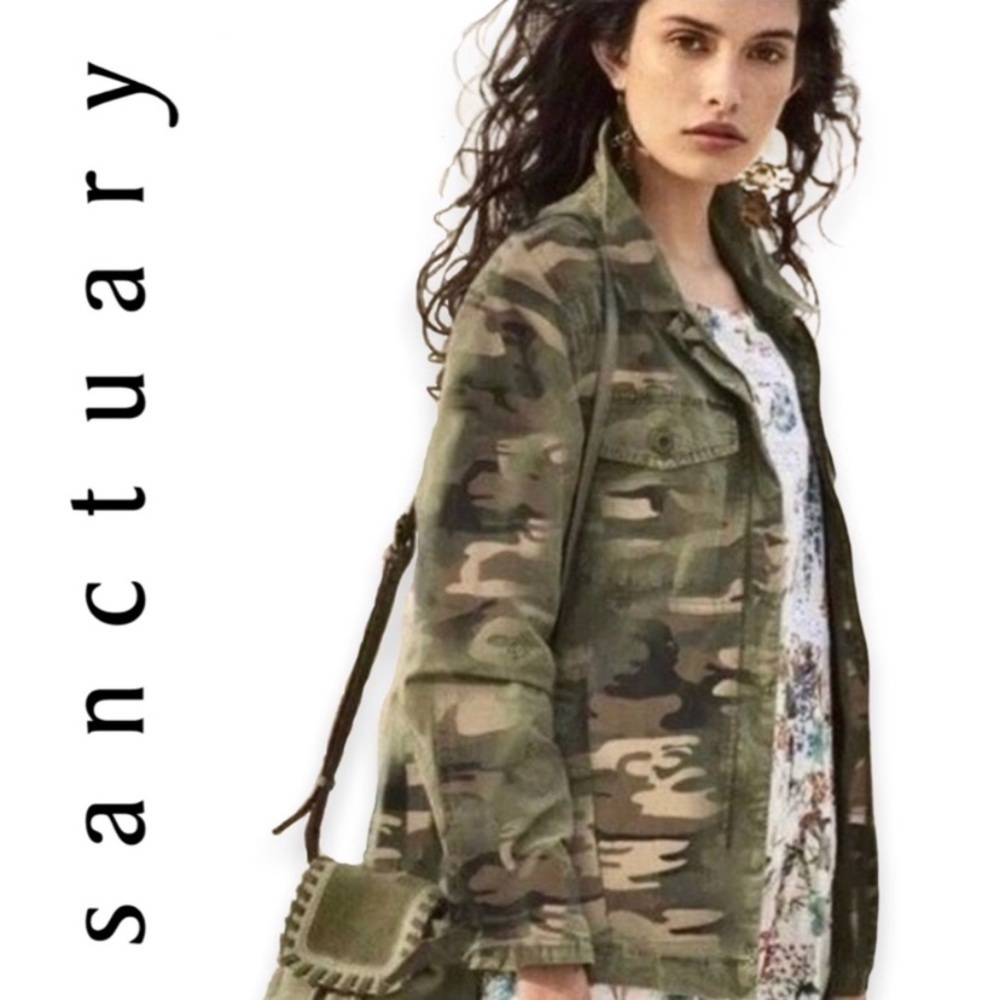 Sanctuary Camo Long Sleeve Button Up Shirt Jacket Size Medium